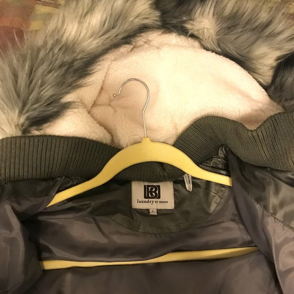 Laundry By Design parka with fur trimmed hood. - Picture 3 of 5